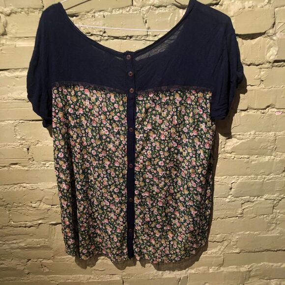 Free people lacy button back t shirt boho S - Picture 1 of 4